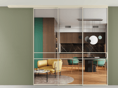 Перегородка Формато вдоль стены на потолок 3 створки с синхронным механизмом