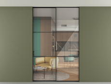 Перегородка Formato внутри проёма скрытое крепление в потолок 2 створки