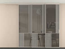 Перегородка Мозаик вдоль стены на потолок 3 створки с синхронным механизмом