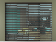 Перегородка Formato внутри проёма 4 створки с синхронным механизмом