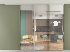 Перегородка Формато вдоль стены на потолок 3 створки с синхронным механизмом