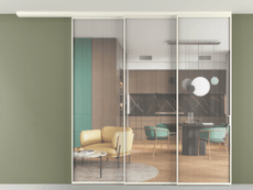 Перегородка Formato вдоль стены на потолок 3 створки с синхронным механизмом