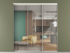 Перегородка Formato внутри проёма 3 створки с синхронным механизмом