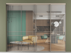 Перегородка Formato внутри проёма 4 створки с синхронным механизмом