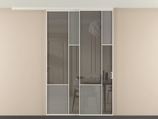 Перегородка Мозаик вдоль стены на потолок 2 створки с синхронным механизмом