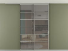 Перегородка Formato вдоль стены на потолок 2 створки с синхронным механизмом