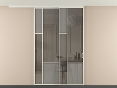 Перегородка Мозаик вдоль стены на потолок 2 створки с синхронным механизмом