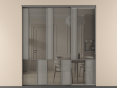 Перегородка Mosaic внутри проёма 3 створки с синхронным механизмом