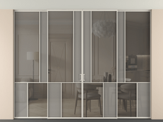 Перегородка Mosaic внутри проёма четырёхстворчатая со скрытым креплением в потолок