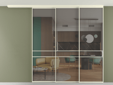 Перегородка Formato вдоль стены на потолок 3 створки с синхронным механизмом