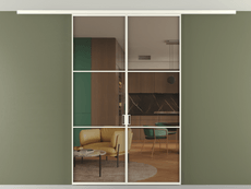 Перегородка Formato вдоль стены на потолок 2 створки