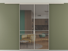 Перегородка Formato вдоль стены на потолок двустворчатая