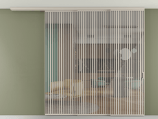 Перегородка Formato вдоль стены на потолок 3 створки с синхронным механизмом