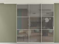 Перегородка Formato вдоль стены на потолок 3 створки с синхронным механизмом