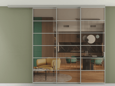 Перегородка Formato вдоль стены на потолок 3 створки с синхронным механизмом