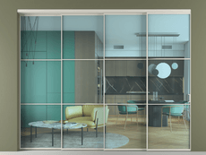 Перегородка Formato внутри проёма 4 створки с синхронным механизмом