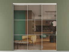 Перегородка Formato внутри проёма 3 створки с синхронным механизмом