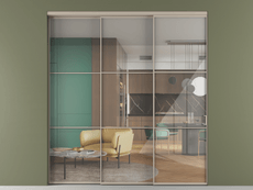 Перегородка Formato внутри проёма 3 створки с синхронным механизмом