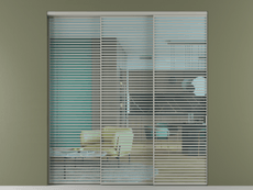 Перегородка Formato внутри проёма 3 створки с синхронным механизмом