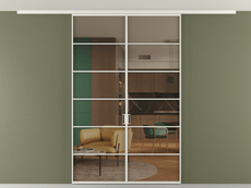 Перегородка Formato вдоль стены на потолок 2 створки