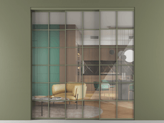 Перегородка Formato внутри проёма 3 створки с синхронным механизмом