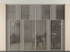 Перегородка Mosaic внутри проёма четырёхстворчатая со скрытым креплением в потолок