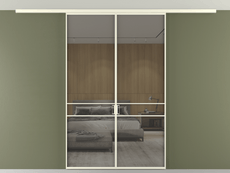 Перегородка Formato вдоль стены на потолок 2 створки