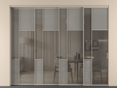 Перегородка Mosaic внутри проёма 4 створки с синхронным механизмом