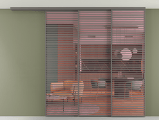 Перегородка Formato вдоль стены на потолок 3 створки с синхронным механизмом