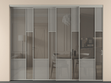 Перегородка Mosaic внутри проёма 4 створки с синхронным механизмом