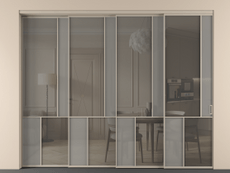 Перегородка Mosaic внутри проёма 4 створки с синхронным механизмом