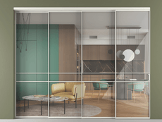 Перегородка Formato внутри проёма 4 створки с синхронным механизмом