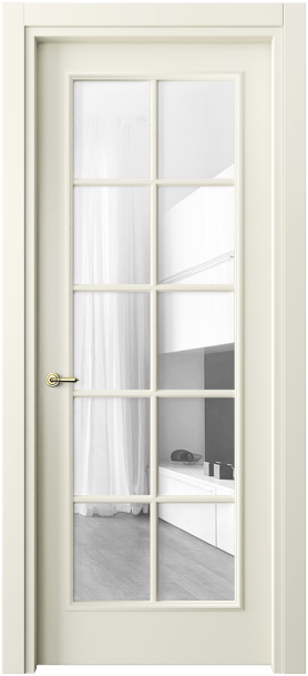 Дверь межкомнатная 8102 ММБ Прозрачное стекло. Цвет Матовый молочно-белый. Материал Гладкая эмаль. Коллекция Paris. Картинка.
