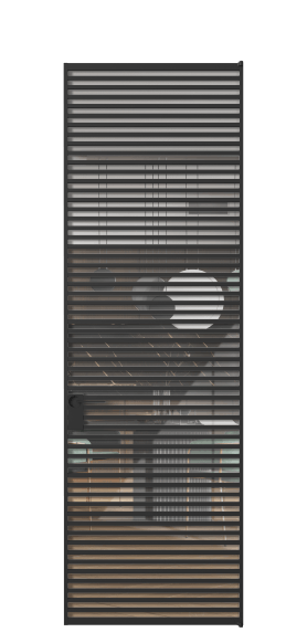 Дверь межкомнатная АЛПЛ040.07 ЧРН Алюминий Черный Stopsol Clear прозрачное. Цвет Алюминий Черный. Материал Алюминий. Коллекция Formato. Картинка.