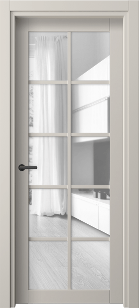 Дверь межкомнатная 2106 ПЭСС Прозрачное стекло. Цвет ПЭТ светло-серый. Материал ПЭТ. Коллекция Neo. Картинка.