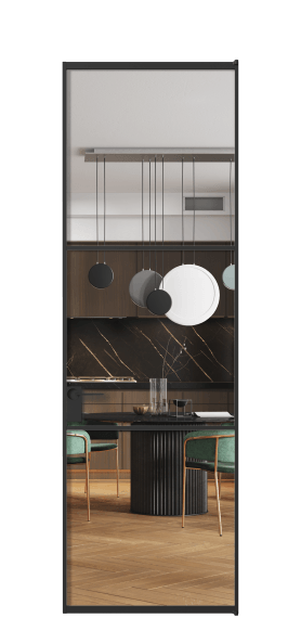 Дверь межкомнатная АЛПЛ040.03 Crystalvision ЧЕР. Цвет Алюминий Черный. Материал Алюминий. Коллекция Formato. Картинка.