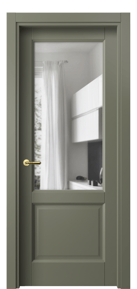Межкомнатная дверь 1422 МОТ Прозрачное стекло. Цвет Матовый оливковый тёмный. Материал Гладкая эмаль. Коллекция Галант. Фото. Дверь межкомнатная 1422 МОТ Прозрачное стекло. Цвет Матовый оливковый тёмный. Материал Гладкая эмаль. Коллекция Галант. Картинка.