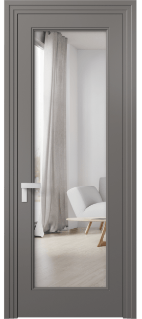 Дверь межкомнатная 8300 МКЛС Двустороннее зеркало. Цвет Матовый классический серый. Материал Гладкая эмаль. Коллекция Rocca. Картинка.