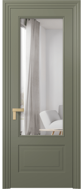 Дверь межкомнатная 8342 МОТ Двустороннее зеркало. Цвет Матовый оливковый тёмный. Материал Гладкая эмаль. Коллекция Рокка. Картинка.