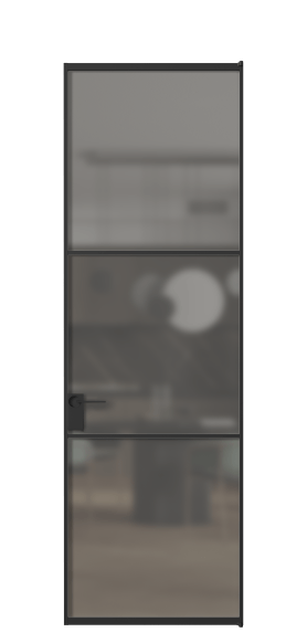 Дверь межкомнатная АЛПЛ040.03 Серый сатин триплекс ЧЕР. Цвет Алюминий Черный. Материал Алюминий. Коллекция Formato. Картинка.