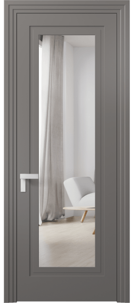 Дверь межкомнатная 8303 МКЛС Зеркало с одной стороны. Цвет Матовый классический серый. Материал Гладкая эмаль. Коллекция Rocca. Картинка.
