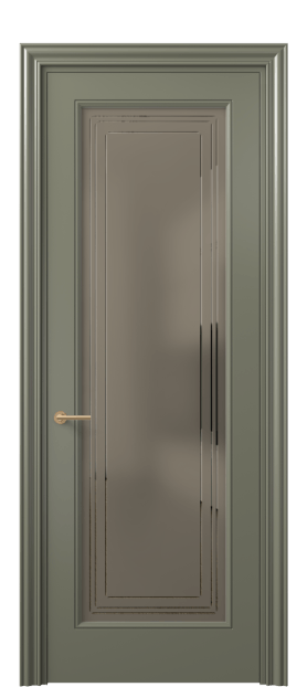 Дверь межкомнатная 8400 МОТ Бронза сатин с гравировкой. Цвет Матовый оливковый тёмный. Материал Гладкая эмаль. Коллекция Маскот. Картинка.